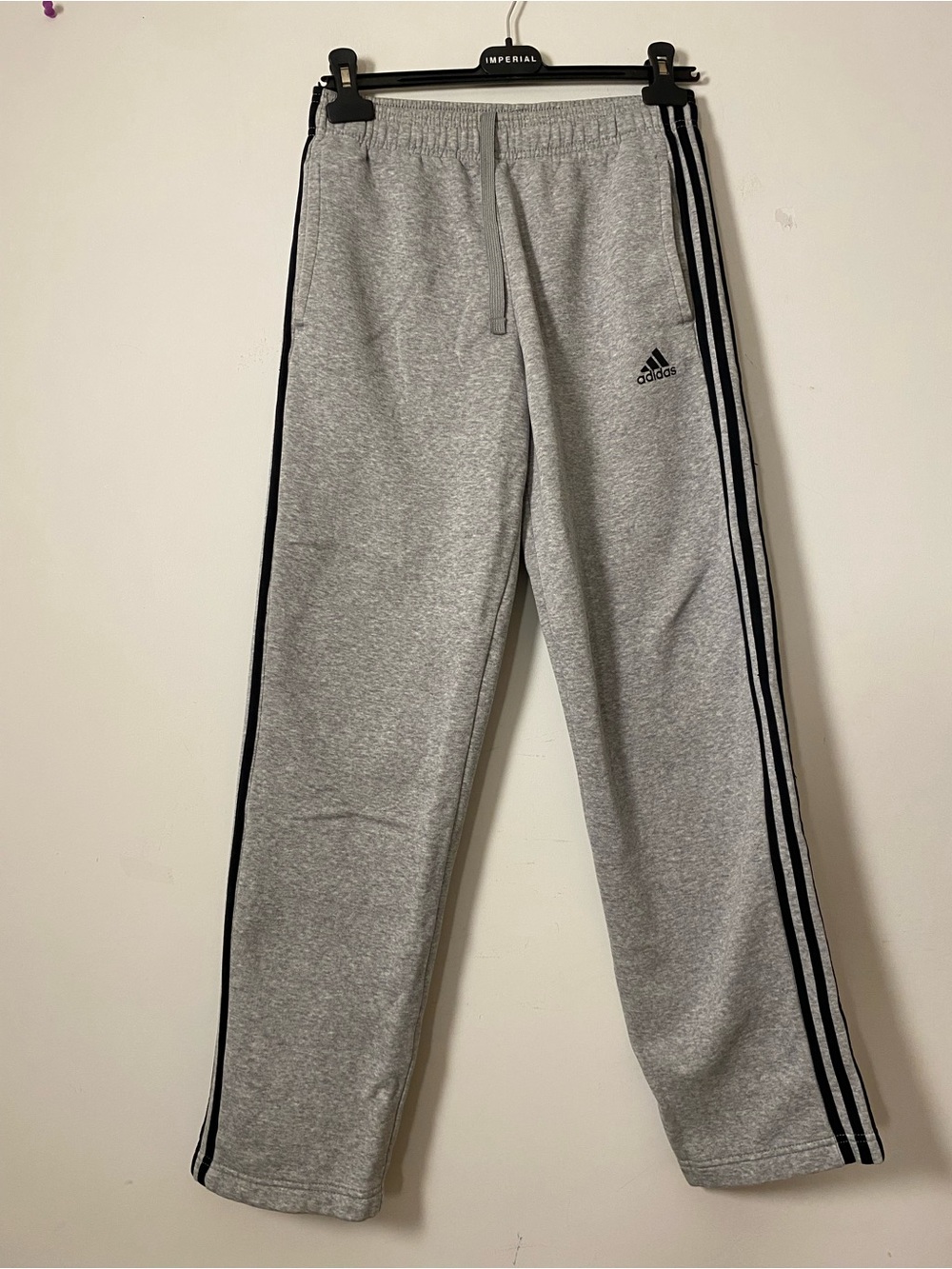 Adidas unisex grey Track Pants with Black Stripes